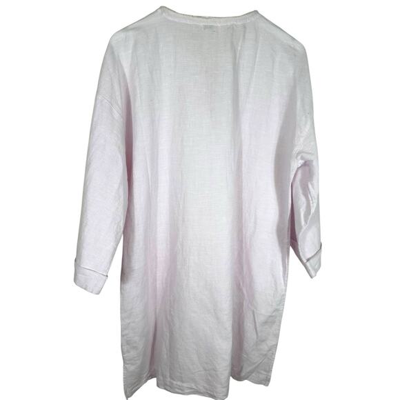 J. Crew Beachwear Large Pink Linen Blend Cover Up Tunic Coastal Beach Pockets - Picture 2 of 14